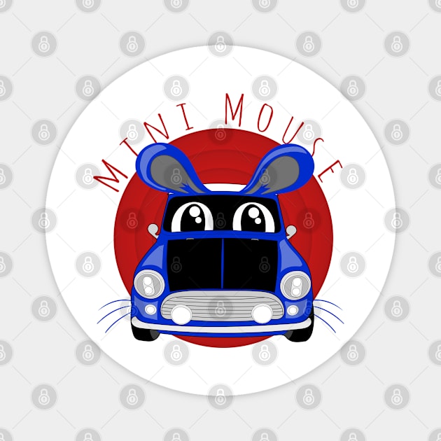 Funny mini mouse cartoon car design Magnet by kamdesigns